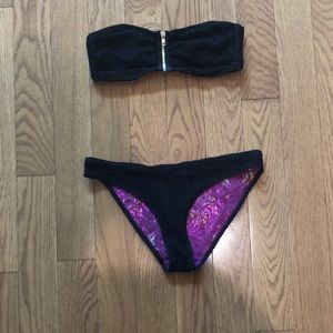 H&M black textured strapless bikini
